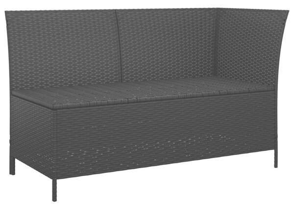 3 részes fekete polyrattan kerti ülőgarnitúra párnákkal