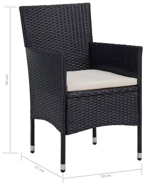 Kültéri Étkezőgarnitúra - 5 részes - Fekete Polyrattan