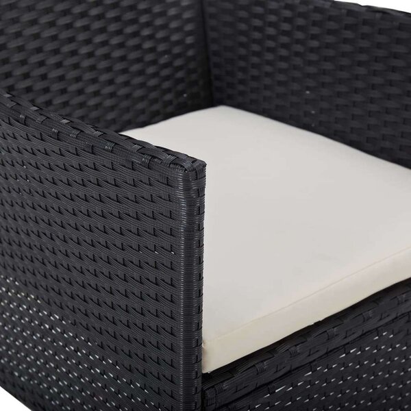 Kültéri Étkezőgarnitúra - 5 részes - Fekete Polyrattan