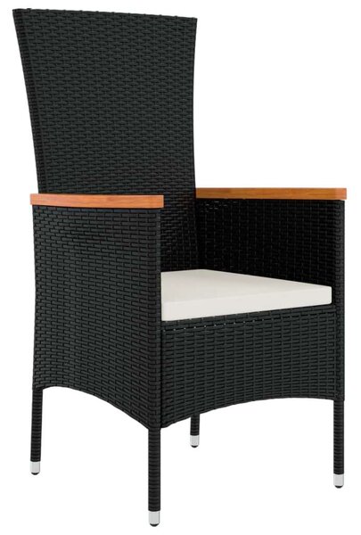 Kertbútor - 3 részes Polyrattan Étkezőgarnitúra - Fekete