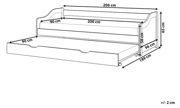 Kihúzható heverő Fenyő LUNERAY 90 x 200 cm Világosbarna