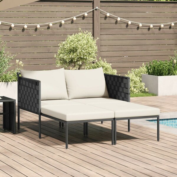 VidaXL Napozóágy párnákkal 2 fő részére Anthracite 115x153x69,5 cm Acél