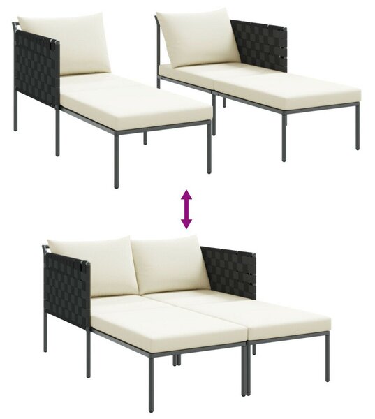 VidaXL Napozóágy párnákkal 2 fő részére Anthracite 115x153x69,5 cm Acél