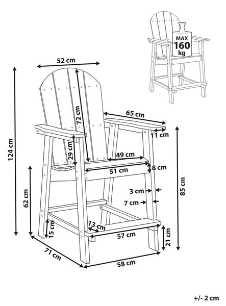 Kerti bárszék ADIRONDACK Szintetikus anyag Kék
