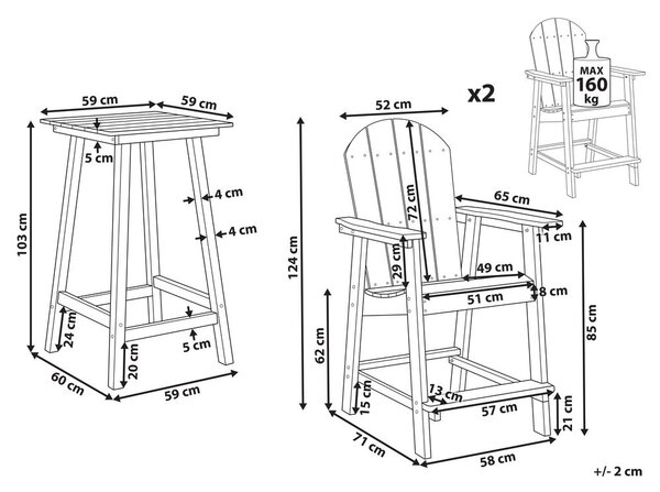 Bisztrószett ADIRONDACK Kék