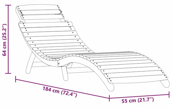 VidaXL napozóágy 2 db-os szett Barna Tömör akácfa 184 x 55 x 64 cm