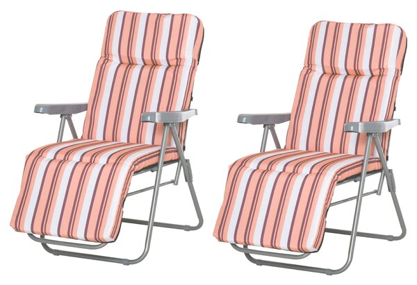 Outsunny kültéri összecsukható nyugágy szett 2 darabos, állítható, párnázott strandfotel, narancssárga