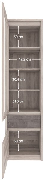 Vitrin 1D1W1S, nairobi gesztenye/onix, JESI NEW
