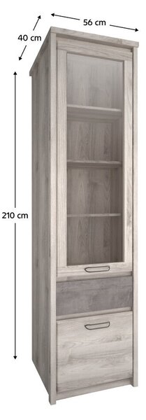 Vitrin 1D1W1S, nairobi gesztenye/onix, JESI NEW