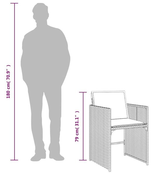VidaXL 13 részes fekete polyrattan kerti ülőgarnitúra párnákkal