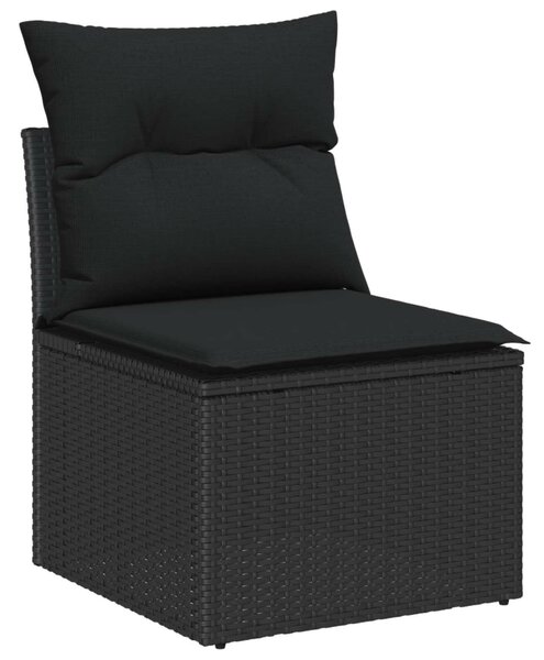 VidaXL 8 db-os fekete polirattan kerti kanapé szett párnával