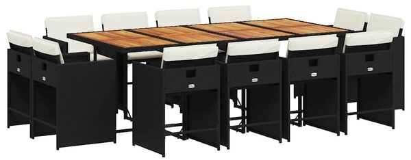 VidaXL 13 részes fekete polyrattan kerti ülőgarnitúra párnákkal