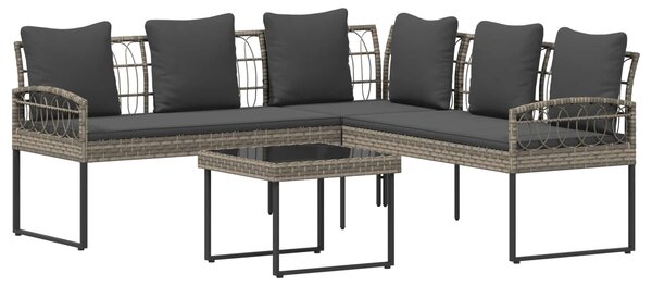 VidaXL Kerti kanapé szett párnával 2 pcs Szürke Poli rattan és acél