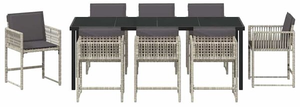 VidaXL Kert étkező szett 9 pcs Világosszürke polirattan