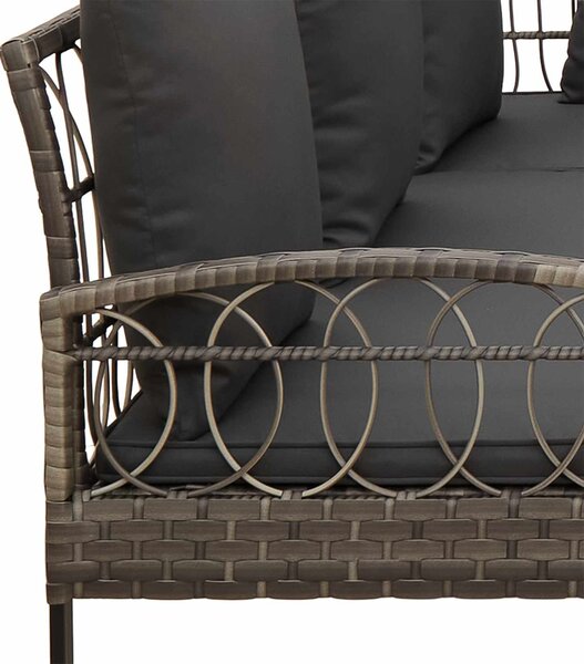 VidaXL Kerti kanapé szett párnával 2 pcs Szürke Poli rattan és acél
