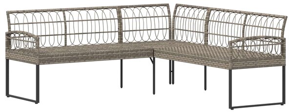 VidaXL Kerti kanapé szett párnával 2 pcs Szürke Poli rattan és acél
