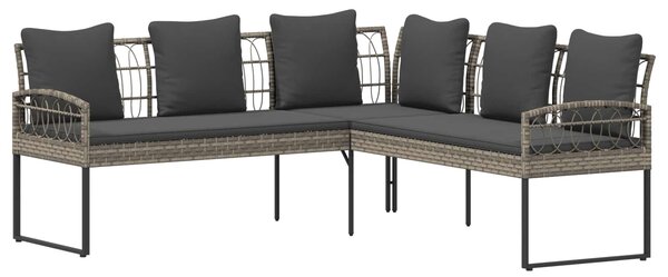 VidaXL Kerti kanapé szett párnával 2 pcs Szürke Poli rattan és acél