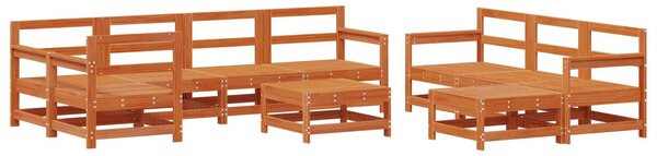 VidaXL Kerti lounge szett 10 pcs Viaszbarna Tömör Fenyőfa