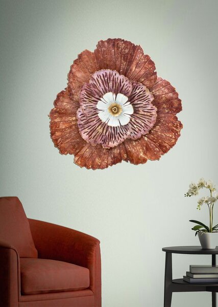 Fali dekoráció, virág, piros, arany, fehér - SIA