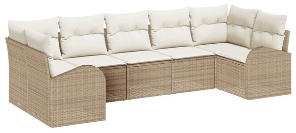 VidaXL Kerti Kanapé Szett párnával 7 pcs Beige és Fehér polirattan