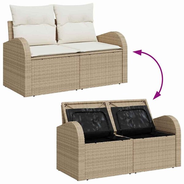 VidaXL Kerti Kanapé Szett párnával 7 pcs Beige és Fehér polirattan