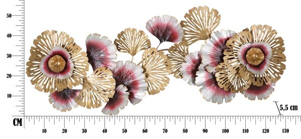 Fali dekoráció, virágok, arany, fehér rózsaszín - ROSETTE