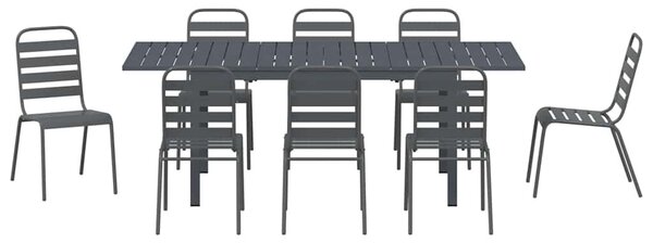 VidaXL Kert étkező szett 9 pcs Antracit Porfestett acél