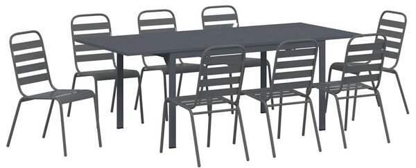 VidaXL Kert étkező szett 9 pcs Antracit Porfestett acél