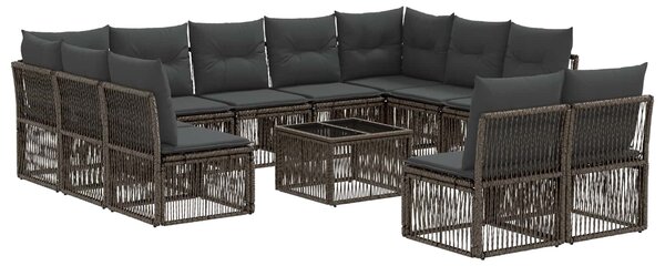 VidaXL Kerti Kanapé Szett 12 pcs Szürke polirattan