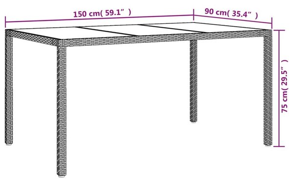 VidaXL 5 részes barna polyrattan kerti étkezőgarnitúra párnákkal