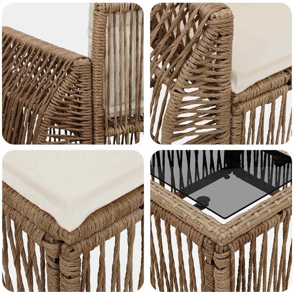 VidaXL Kerti Kanapé Szett 11 pcs Beige és Krémszínű polirattan