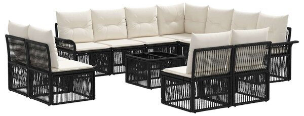 VidaXL Kerti Kanapé Szett 12 pcs Fekete polirattan