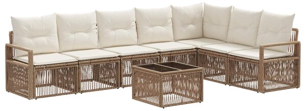 VidaXL Kerti Kanapé Szett 8 pcs Bézs polirattan