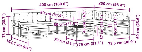 VidaXL Kültéri kanapé szett 9 db Fehér és Antracitszürke