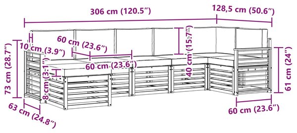 VidaXL Kültéri kanapé szett 7 pcs Fehér és Krém színű