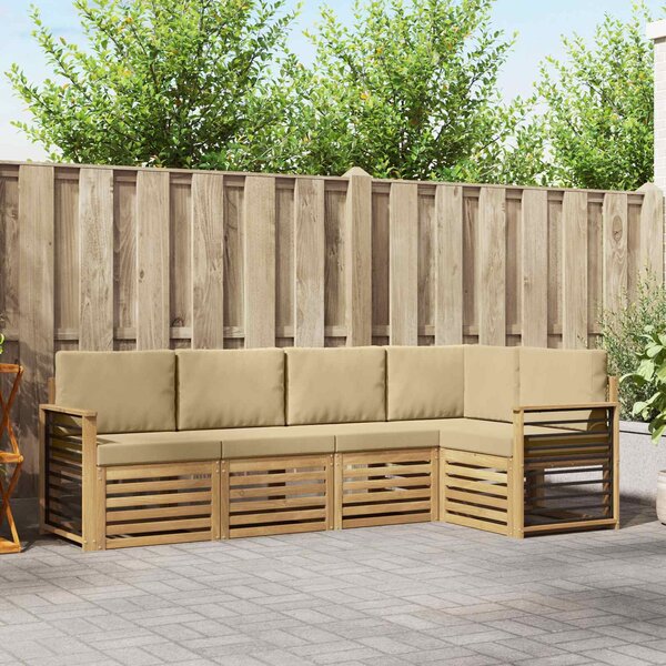 VidaXL Kültéri kanapé szett 5 pcs Fehér és Bézs 247 x 128,5 x 73 cm