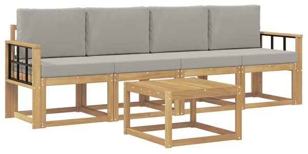 VidaXL Kültéri kanapé szett 5 pcs Fehér és Világosszürke