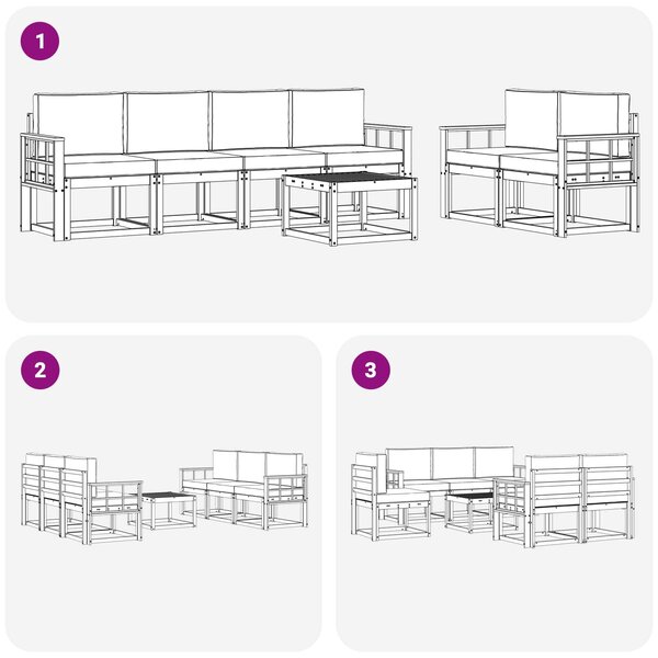 VidaXL Kültéri kanapé szett párnával 7 pcs Fehér és Bézs