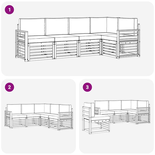 VidaXL Kültéri kanapé szett 5 pcs Fehér és Bézs 247 x 128,5 x 73 cm
