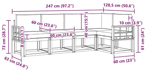VidaXL Kültéri kanapé szett párnával 5 pcs Fehér és Világosszürke