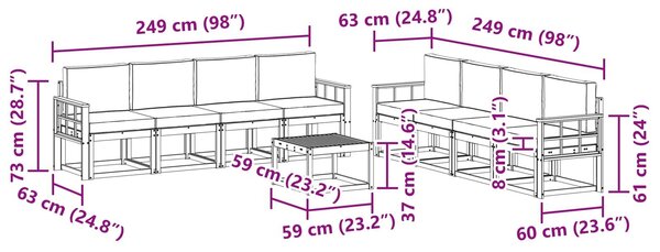 VidaXL Kültéri kanapé szett párnával 9 pcs Fehér és Krém színű