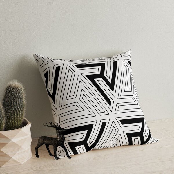 Díszpárna 43x43, fehér, geometriai mintával - GEO