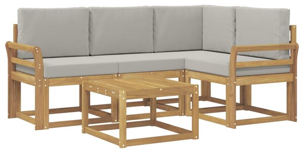 VidaXL Kültéri kanapé szett 5 pcs Fehér és Világosszürke