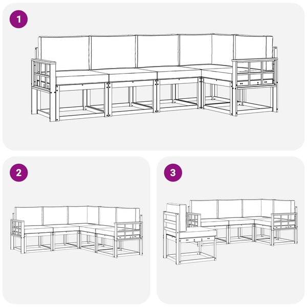 VidaXL Kültéri kanapé szett párnával 5 pcs Fehér és Világosszürke