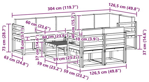 VidaXL Kültéri kanapé szett párnával 9 pcs Fehér és Világosszürke