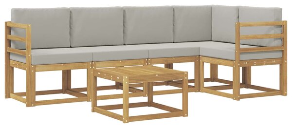 VidaXL Kültéri kanapé szett 6 pcs Fehér és Világosszürke