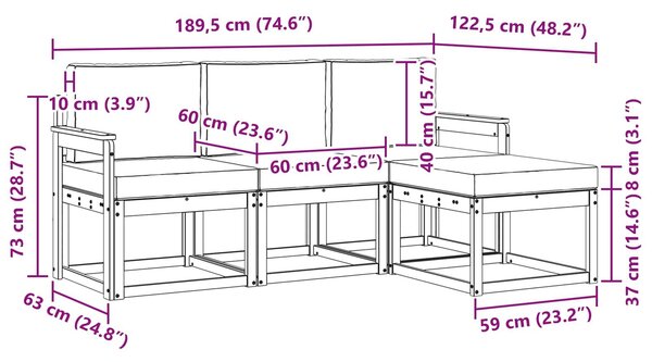 VidaXL Kültéri kanapé szett 4 pcs