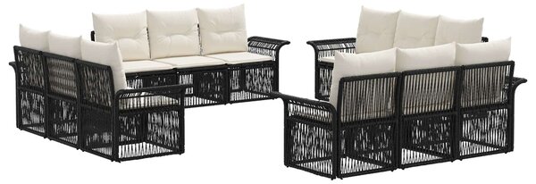 VidaXL Kerti Kanapé Szett 12 pcs Fekete polirattan