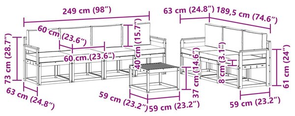 Kültéri kanapé szett párnával 8 pcs Természetes és krémszínű