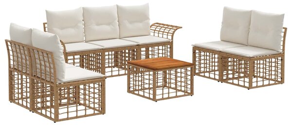 VidaXL Kültéri kanapé szett 8 pcs Természetes és Krémszínű Fehér